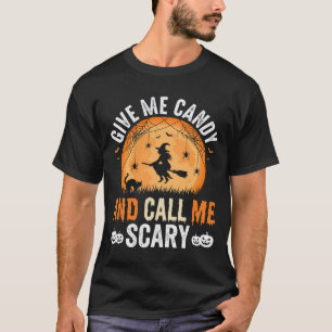 Halloween Witch Give Me Candy Scary Vintage T-Shirt