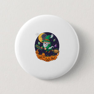 Halloween Witch Gnome Broomstick Pumpkins Moon 2 Inch Round Button