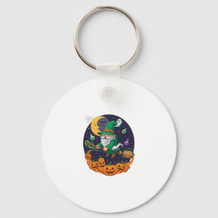 Halloween Witch Gnome Broomstick Pumpkins Moon Keychain