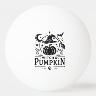 Halloween Witch Hat and Pumpkin Design Magic Art Ping Pong Ball