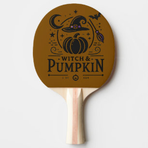 Halloween Witch Hat and Pumpkin Design Magic Art Ping Pong Paddle