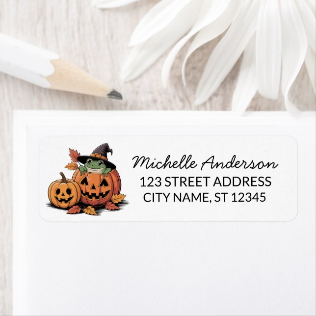  halloween witch hat Frog Pumpkin Return Address (En situation)