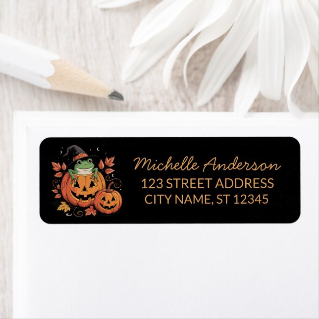 halloween witch hat Frog Pumpkin Return Address L (Insitu)