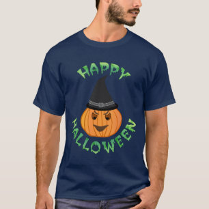 Halloween Witch Hat Pumpkin Cute Spooky Design T-Shirt