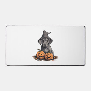 Halloween Witch Hat Pumpkin Dog Great Dane Desk Mat