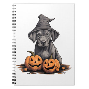 Halloween Witch Hat Pumpkin Dog Great Dane Notebook