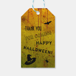Halloween Witch Hat Spider Grungy Blood Gift Tags