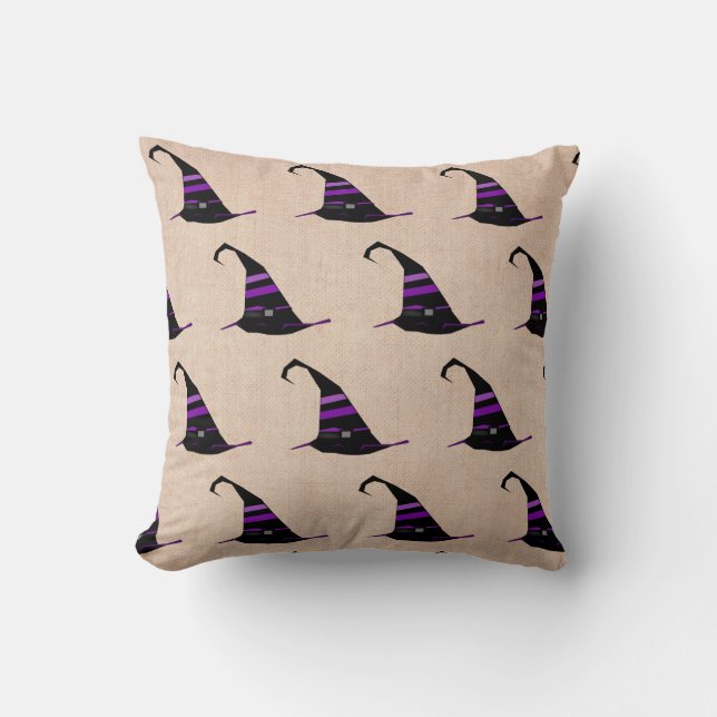 Halloween Witch Hat Throw Pillow (Front)