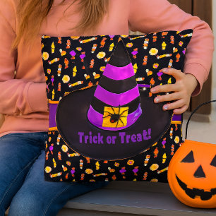 Halloween Witch Hat / Trick or Treat Outdoor Pillow