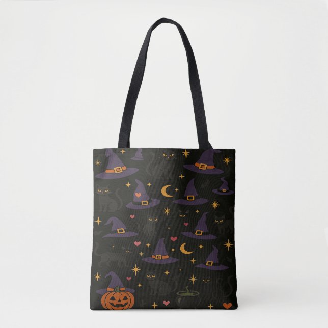 Halloween Witch Hats and Jack o Lanterns  Tote Bag (Front)