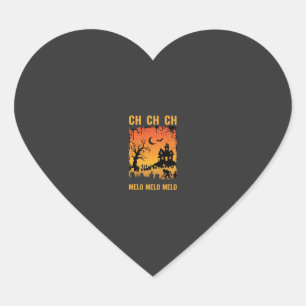 Halloween Witch Haunted House Silhouette Art_1 Heart Sticker