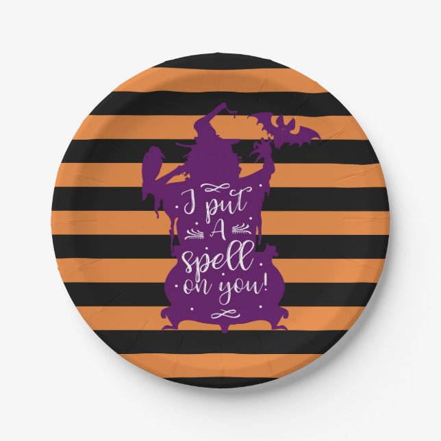 Halloween Witch I put a spell on you Fun Festive Paper Plate (Front)