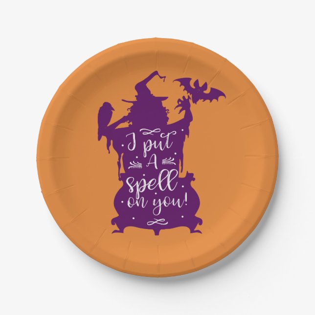 Halloween Witch I put a spell on you Fun Festive Paper Plate (Front)