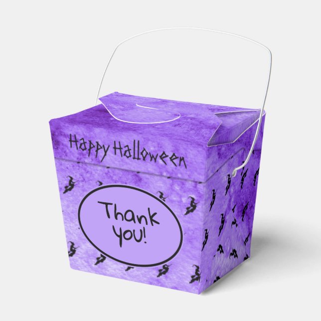 Halloween Witch Iconic Silhouette Purple Grunge Favor Box (Front Side)