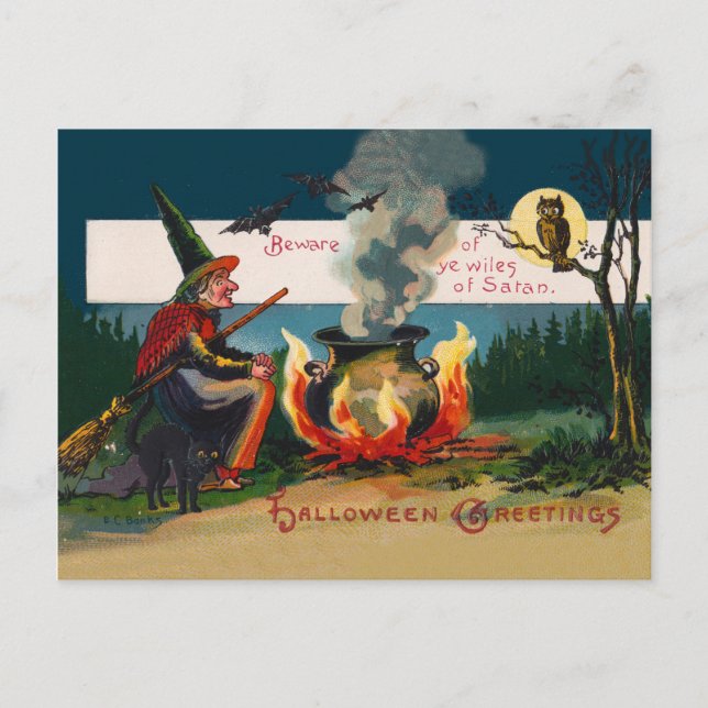 Halloween Witch in the Forest Postcard (Front)