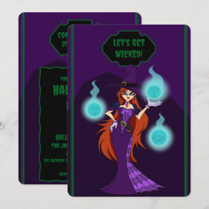 Halloween Witch Invitation Card