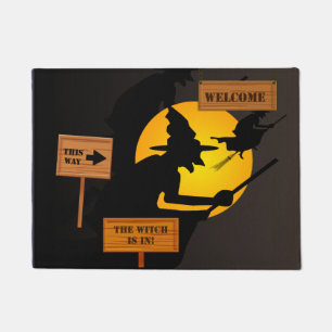 Halloween Witch is in Door Mat