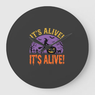 Halloween Witch Jack O Lantern It's Alive Large Clock