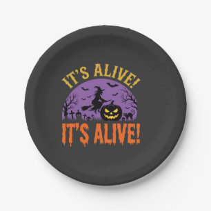 Halloween Witch Jack O Lantern It's Alive Paper Plate