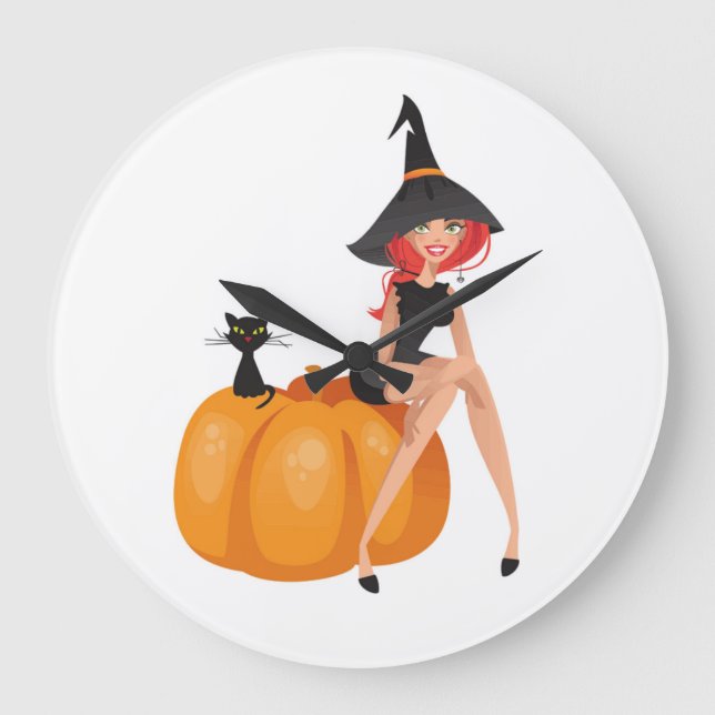 HALLOWEEN WITCH LARGE CLOCK (Front)
