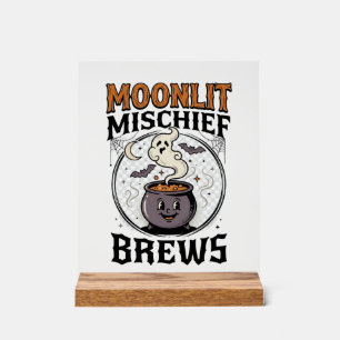 Halloween Witch Moon Mischief Acrylic Sign