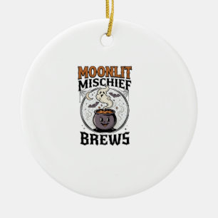 Halloween Witch Moon Mischief Ceramic Ornament