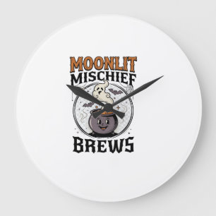 Halloween Witch Moon Mischief Large Clock
