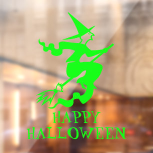 Halloween witch neon green custom text decor window cling