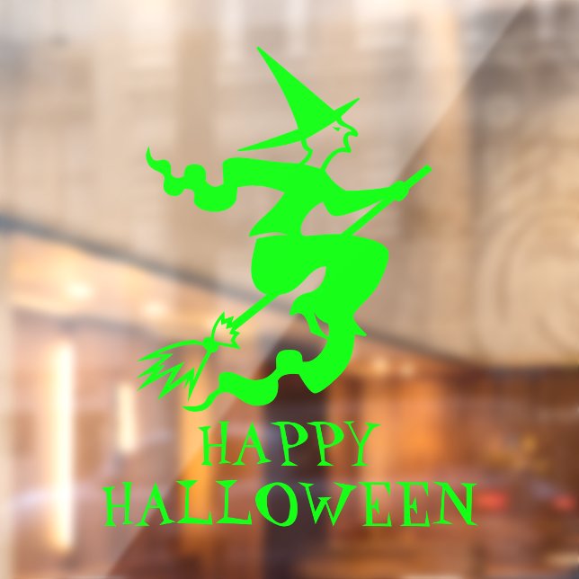 Halloween witch neon green custom text decor window cling (Sheet 2)