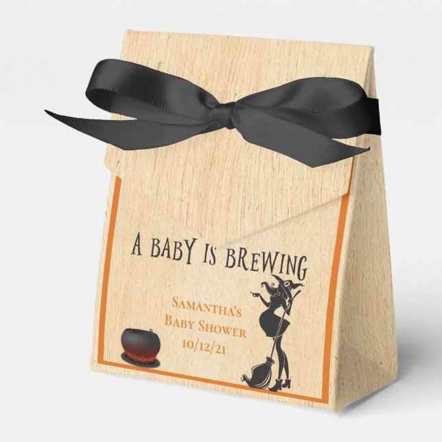 Halloween Witch October Baby Shower Thank you Favor Box (Front Side)