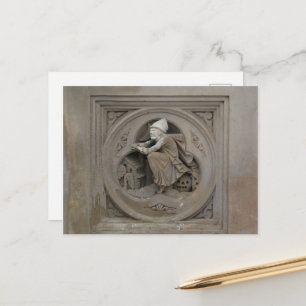 Halloween Witch on Broom 3d Stone Carving Photo Postcard