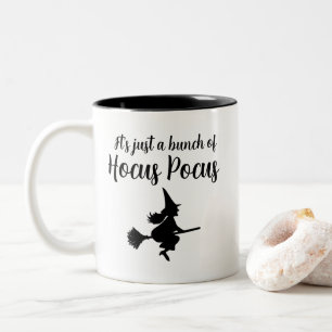 Halloween Witch on Broom Flying Hocus Pocus Two-Tone Coffee Mug
