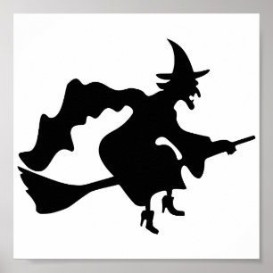 Halloween Witch on Broomstick Poster