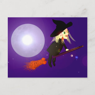 Halloween Witch on Mobile Phone Postcard