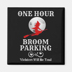 Halloween Witch One Hour Broom Parking Magnet