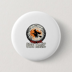 Halloween Witch Own Magic Vintage Shirt Design_1 2 Inch Round Button
