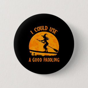 Halloween Witch Paddleboarder Sup Standup Paddling 2 Inch Round Button