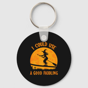 Halloween Witch Paddleboarder Sup Standup Paddling Keychain