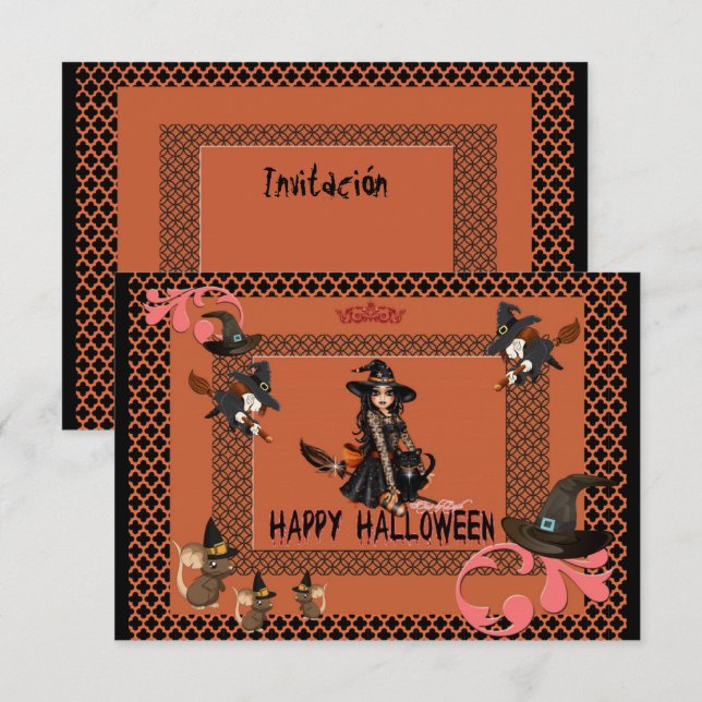 Halloween Witch Party Invitation (Front/Back)
