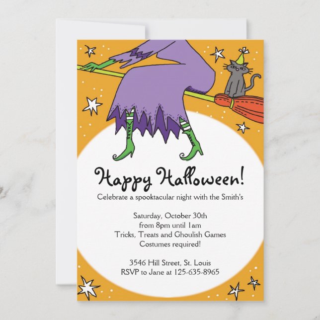 Halloween witch party invitations (Front)