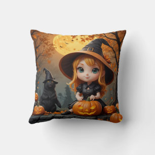 Halloween witch pillow cushion