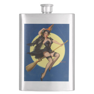 Halloween Witch Pin Up Girl Witch Hip Flask