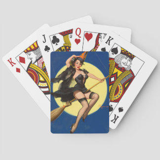 Halloween Witch Pin Up Girl Witch Playing Cards