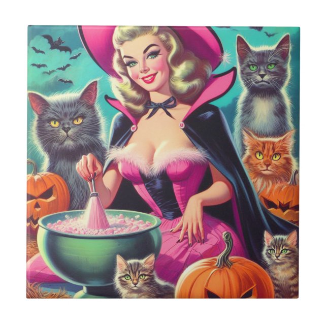 Halloween Witch Pin-up Tile (Front)