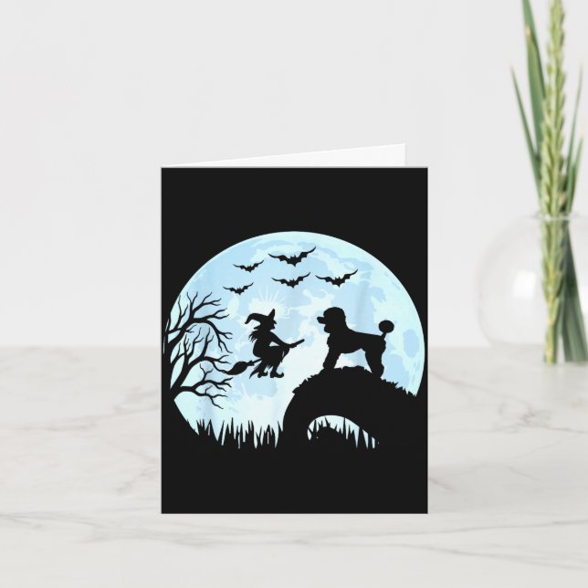 Halloween witch poodle  card (Front)