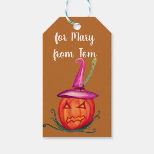 Halloween Witch Pumpkin Art Gift Tag