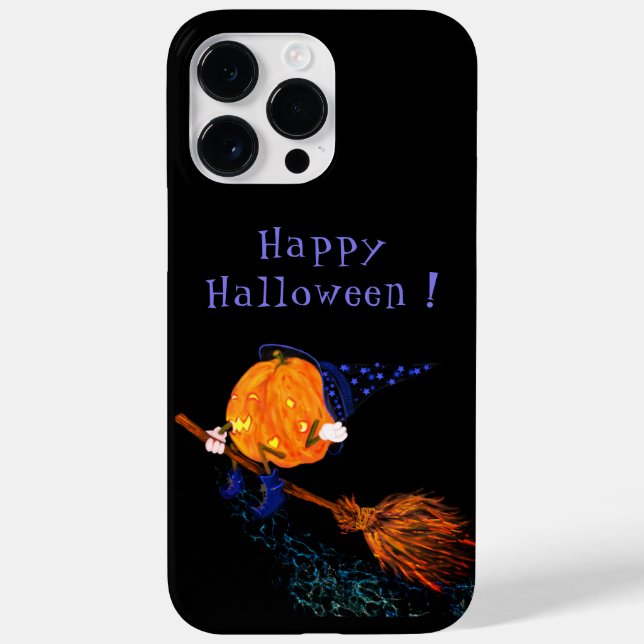 Halloween Witch Pumpkin Flying Broom Case-Mate iPhone Case (Back)