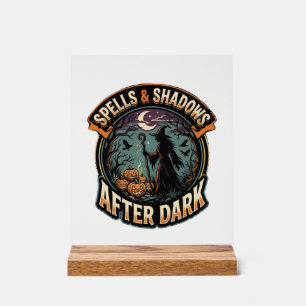 Halloween Witch Pumpkin Night Acrylic Sign
