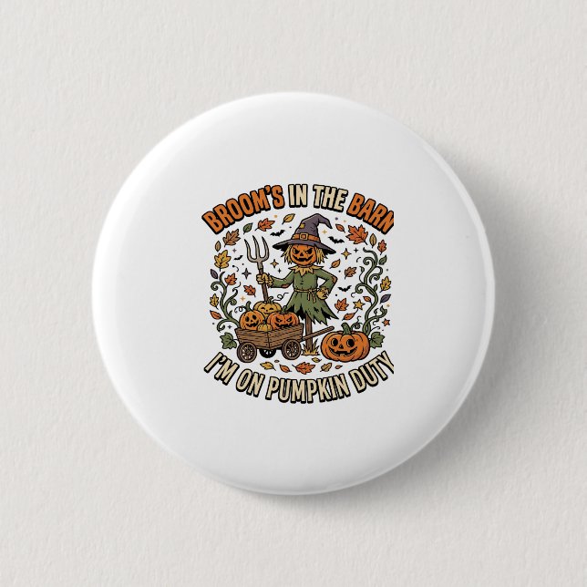 Halloween Witch Pumpkin Patch Humour 2 Inch Round Button (Front)
