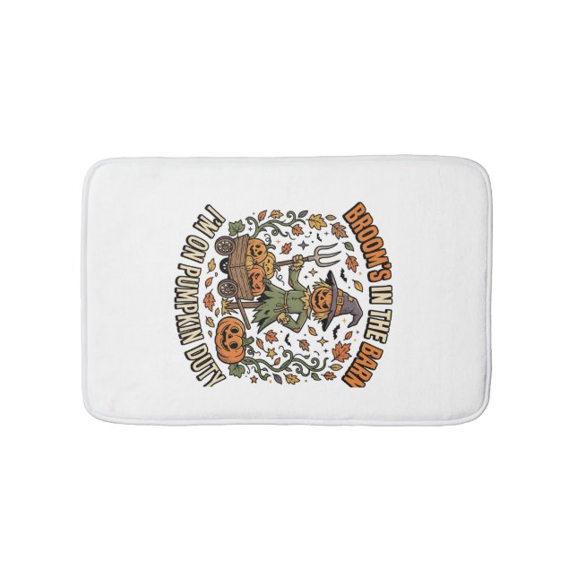 Halloween Witch Pumpkin Patch Humour Bath Mat (Front)